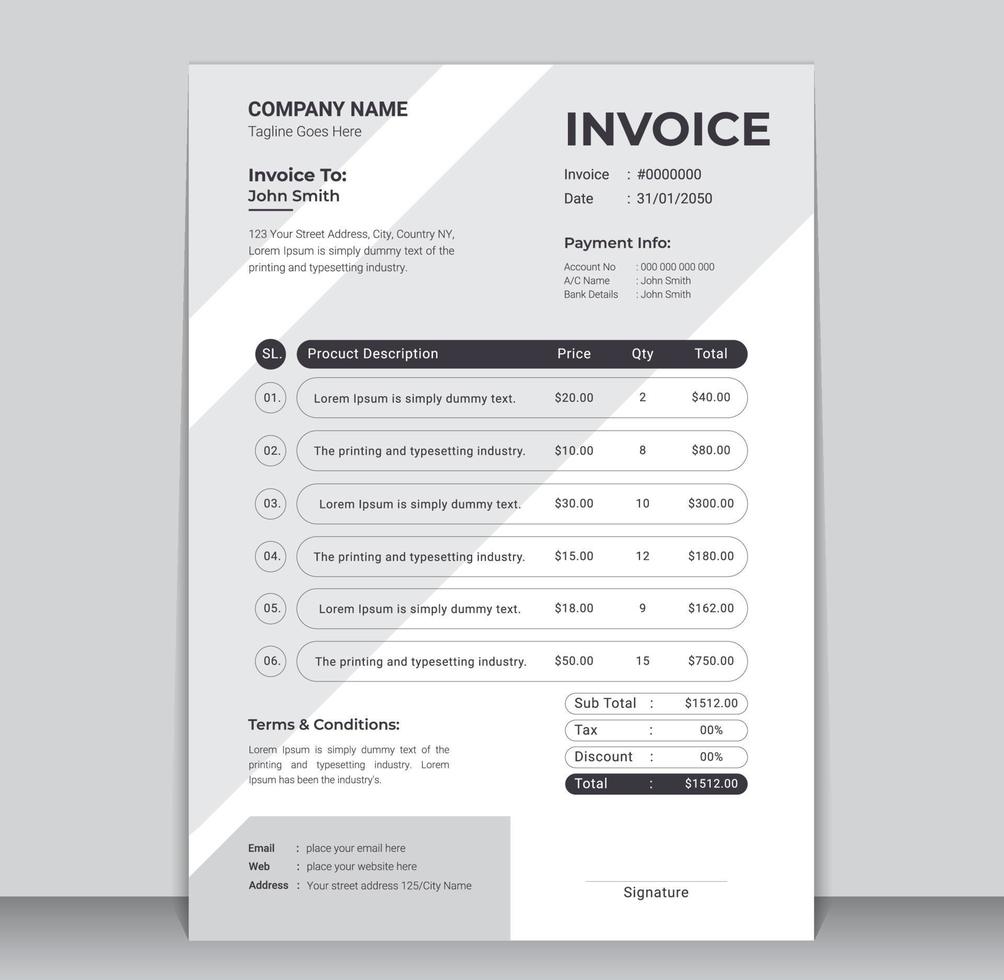 Creative Business Invoice Design Template vector