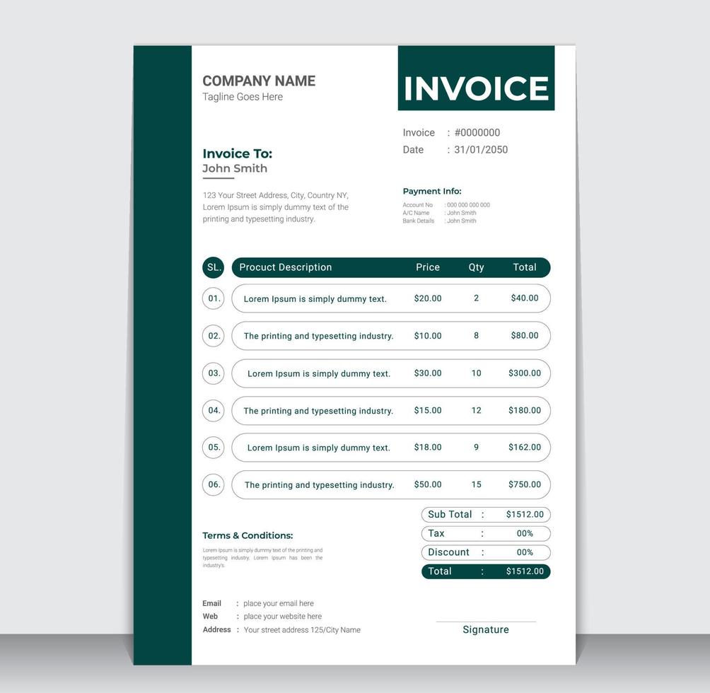Creative Business Invoice Design Template vector