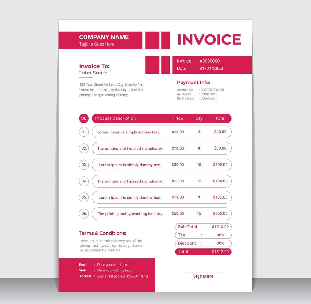 Creative Business Invoice Design Template vector