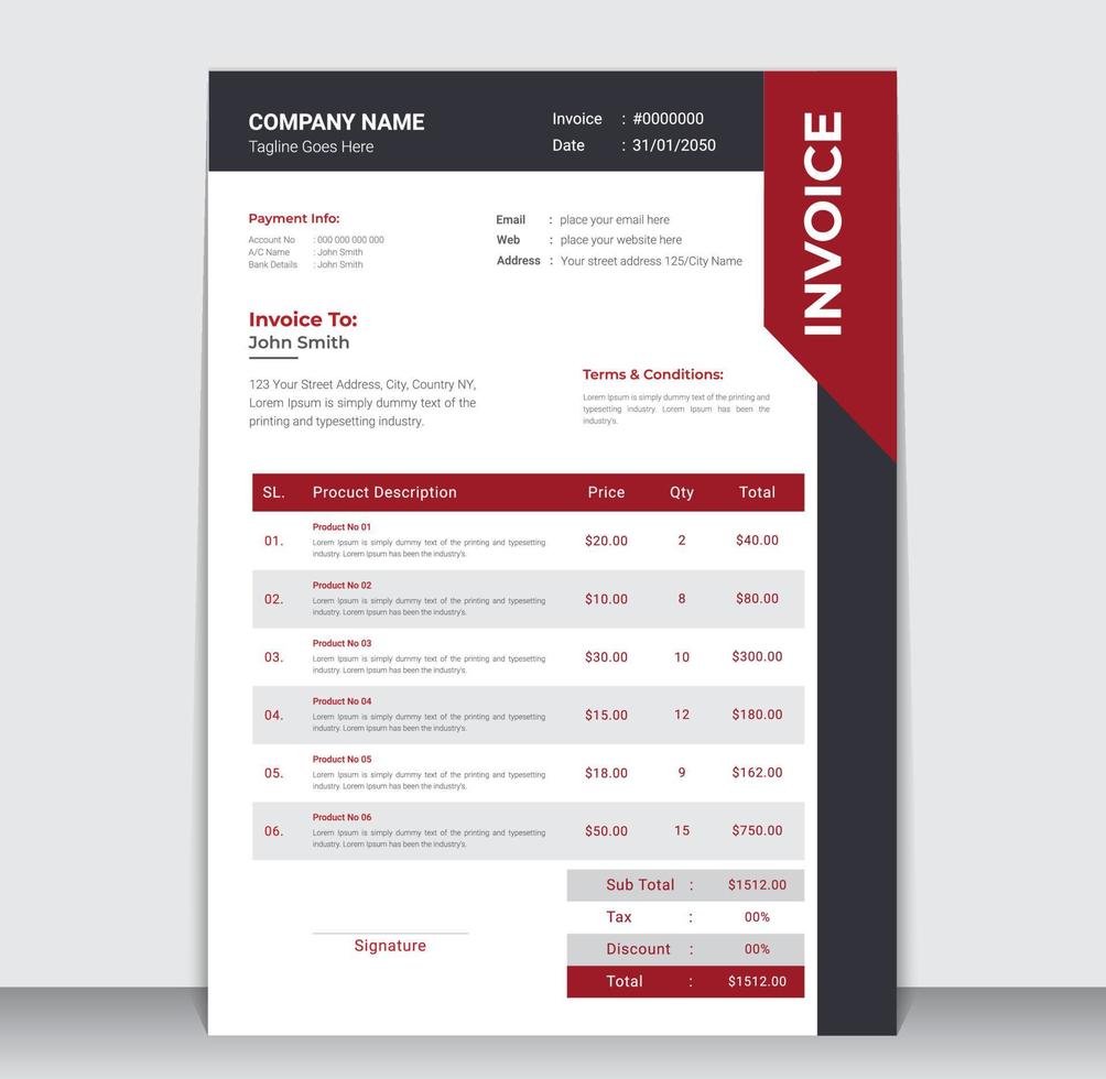 Creative Modern Business Invoice Design Template vector