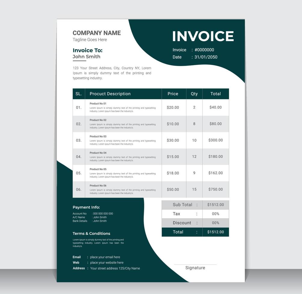 Creative Modern Business Invoice Design Template vector