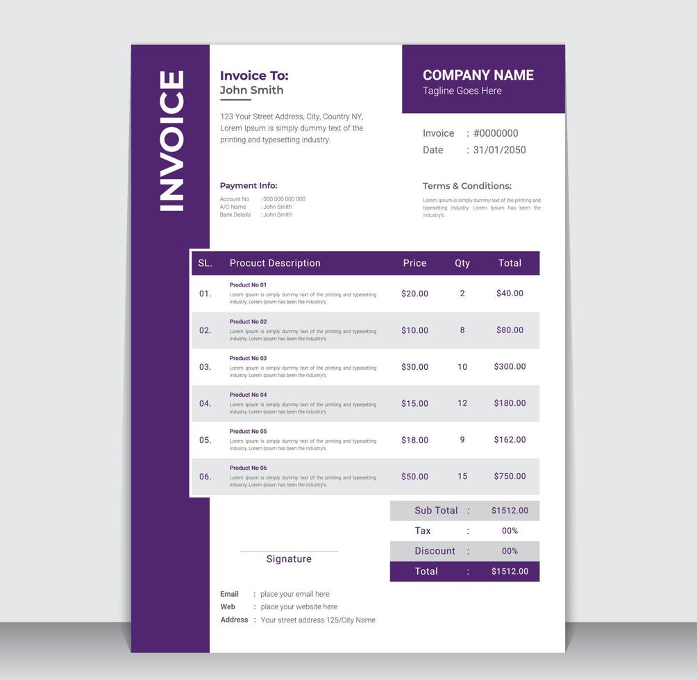 Creative Modern Business Invoice Design Template vector