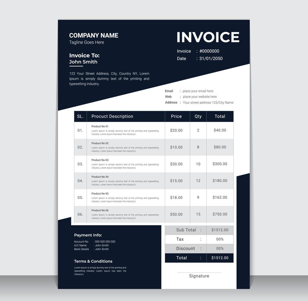 Creative Modern Business Invoice Design Template vector