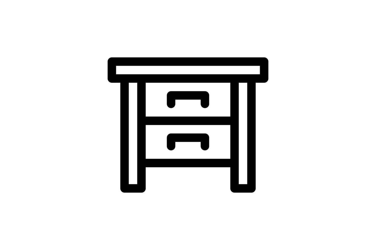 Table Drawer Icon Furniture Line Style Free vector