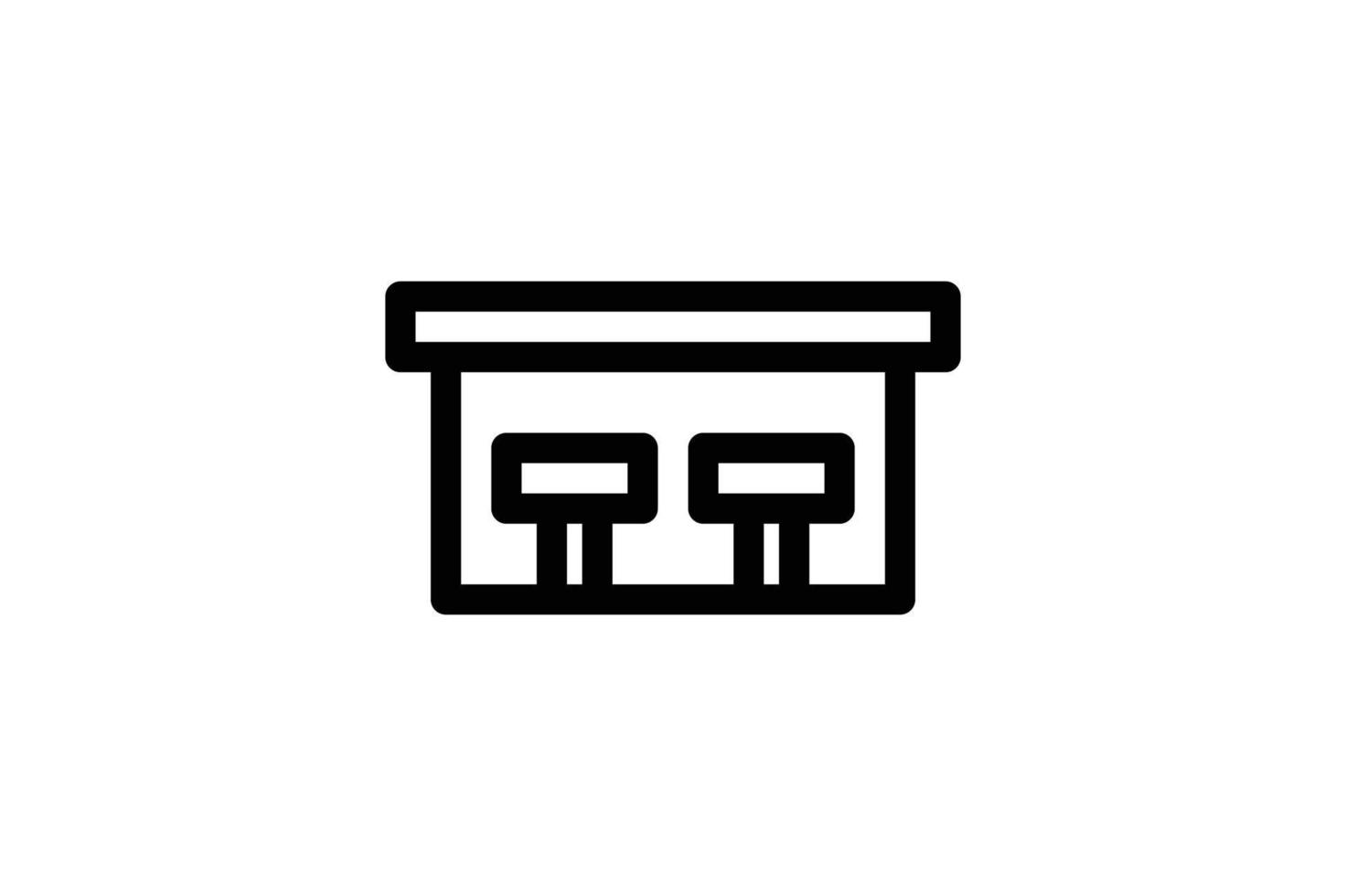 Dining Table Icon Furniture Line Style Free vector