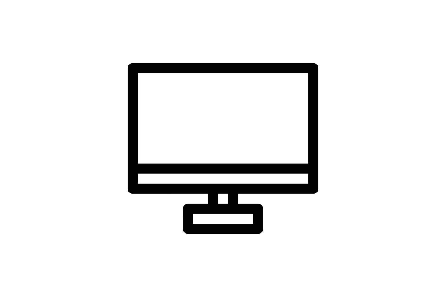 Monitor Icon Electronic Line Style Free vector