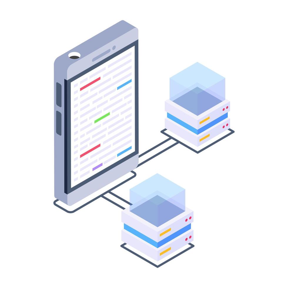 Client server in isometric style icon, blockchain technology vector