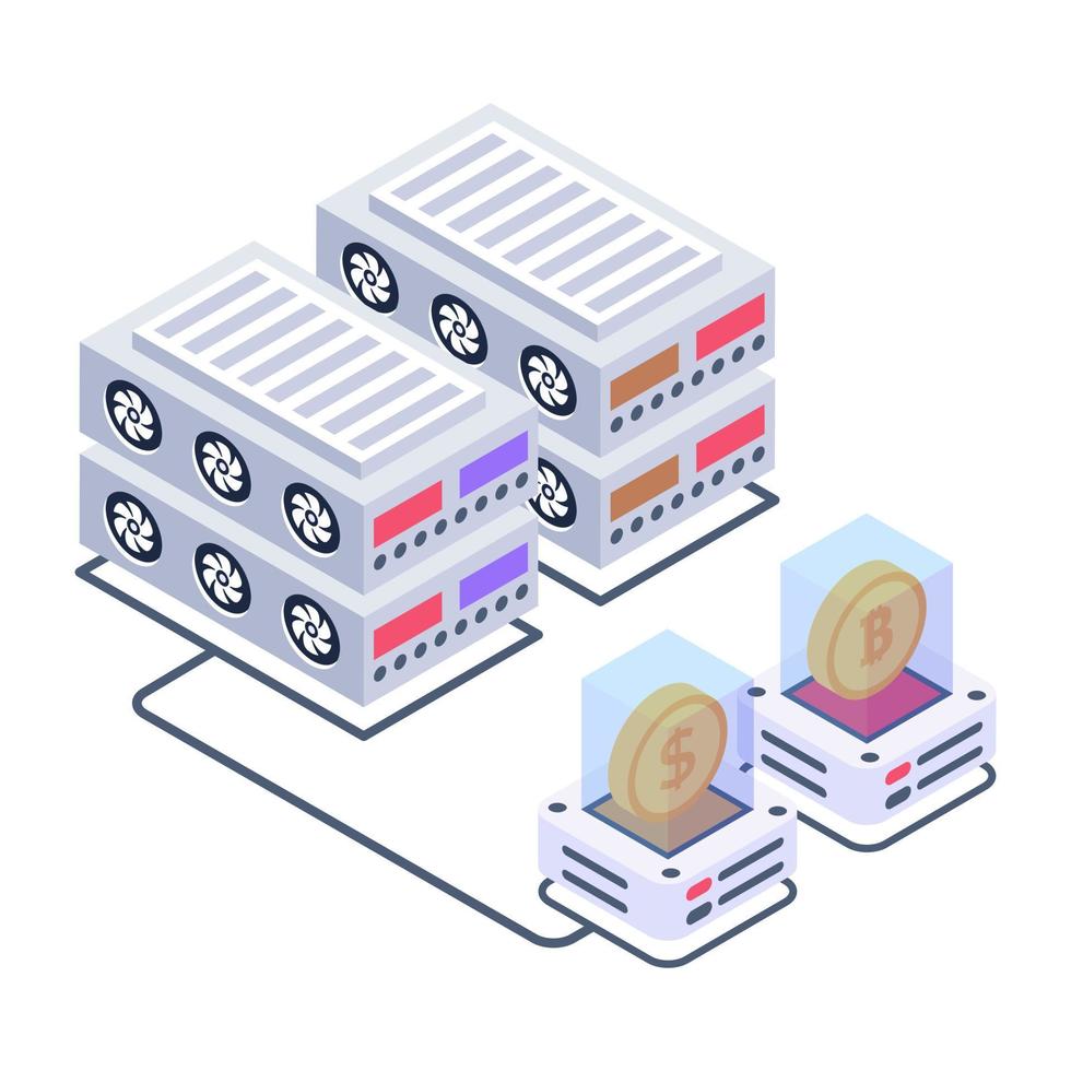 Client server in isometric style icon, blockchain technology vector