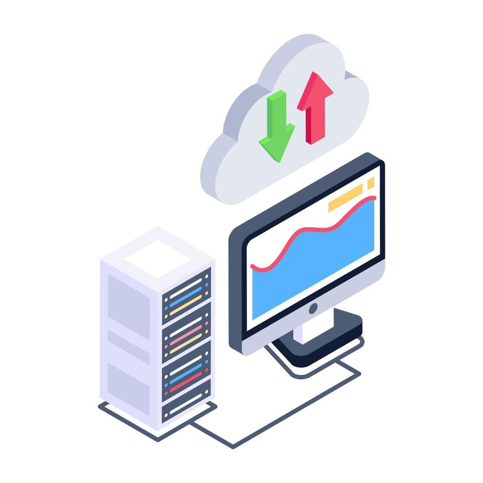 Client server in isometric style icon, blockchain technology vector