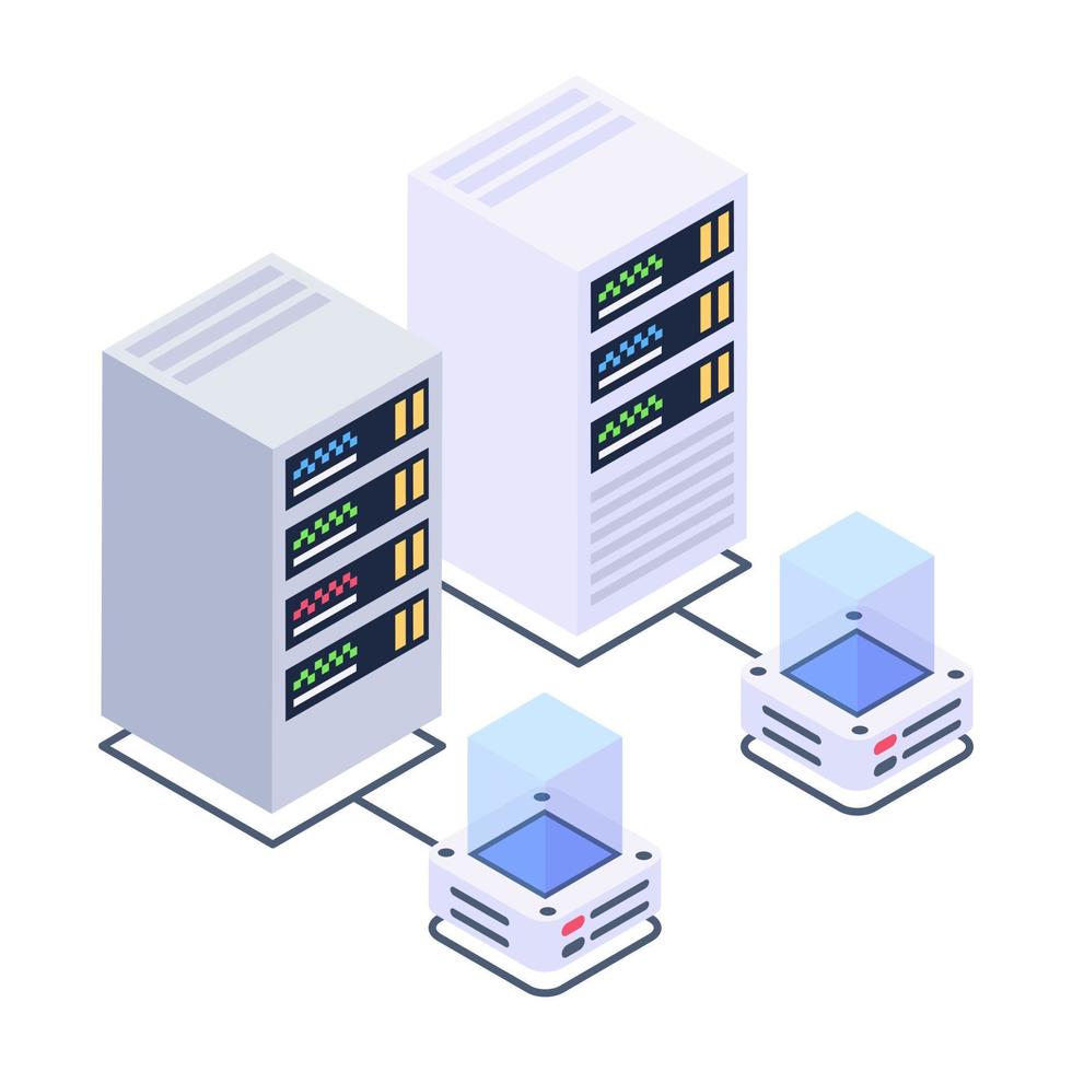 Client server in isometric style icon, blockchain technology vector