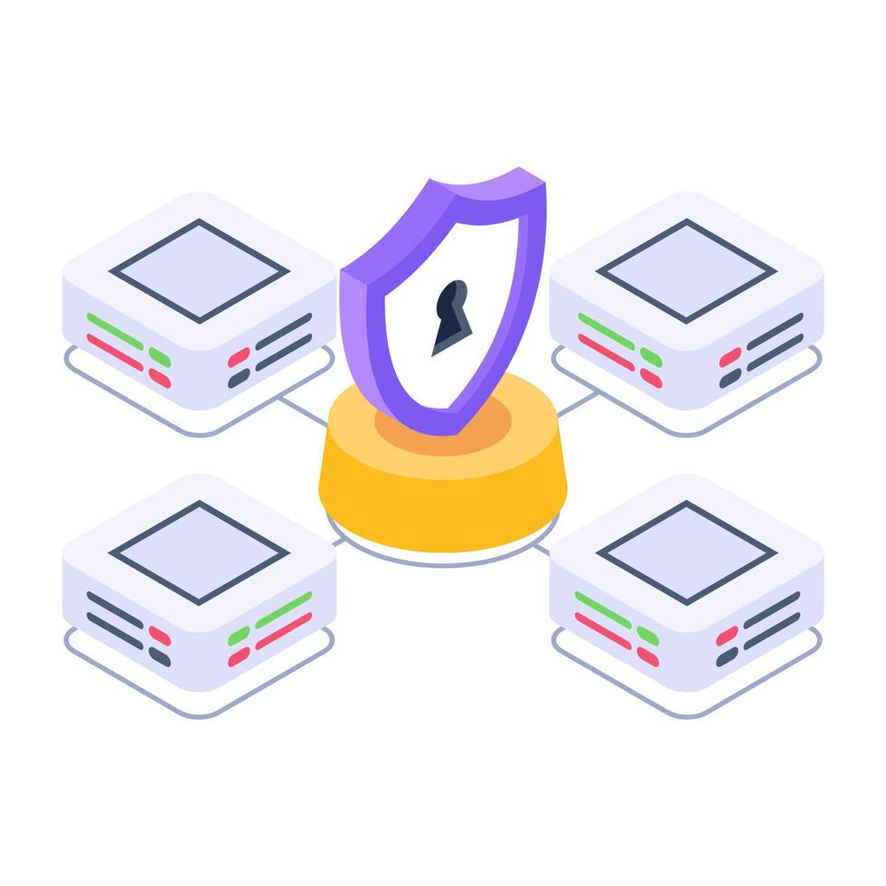 Client server in isometric style icon, blockchain technology vector