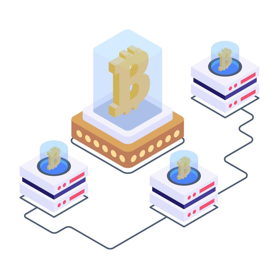 Client server in isometric style icon, blockchain technology vector