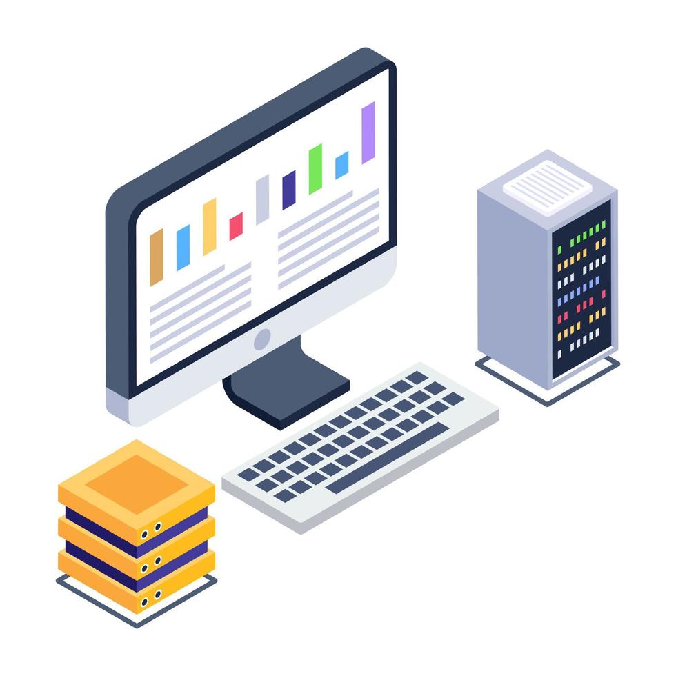 Client server in isometric style icon, blockchain technology vector
