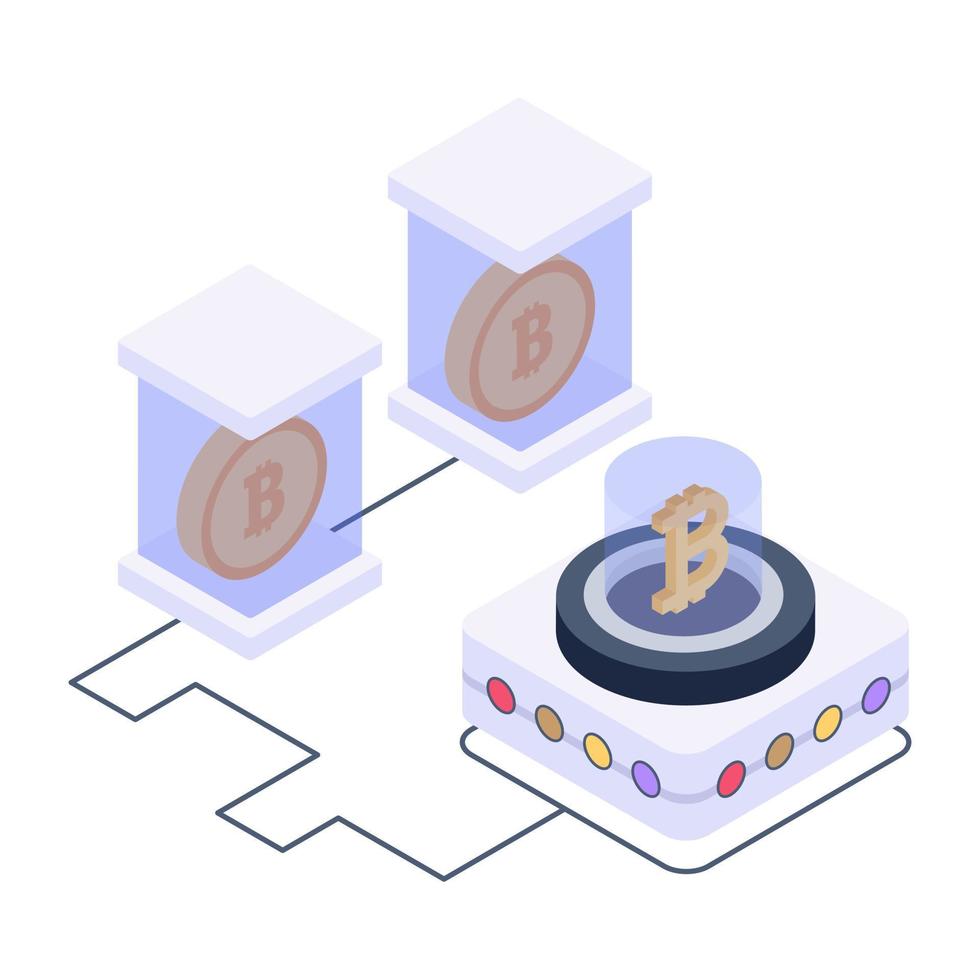 Client server in isometric style icon, blockchain technology vector