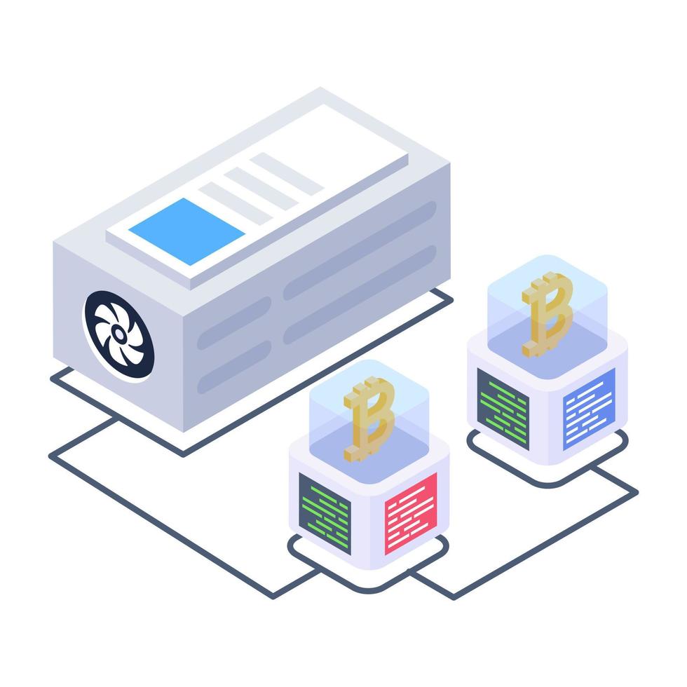 Client server in isometric style icon, blockchain technology vector