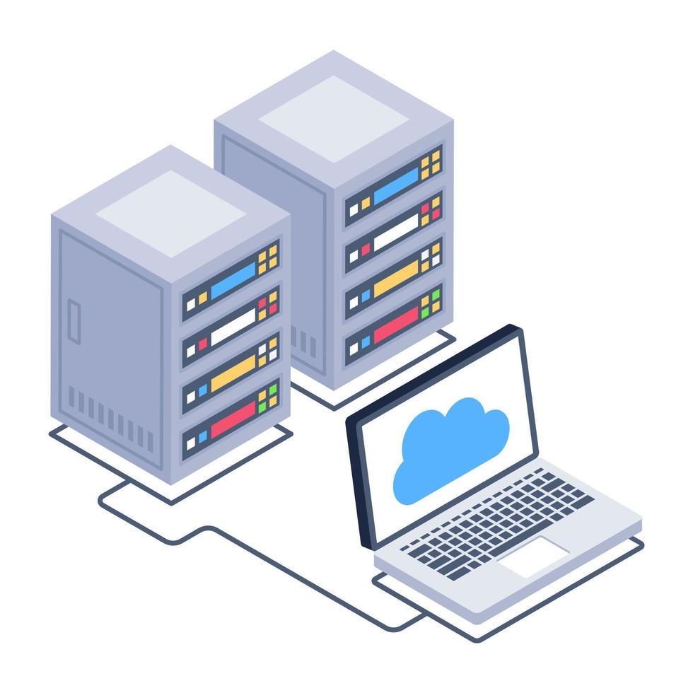 Client server in isometric style icon, blockchain technology vector