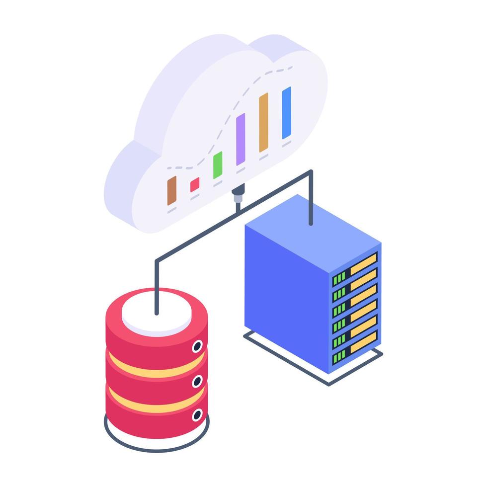 Server racks isometric style editable vector