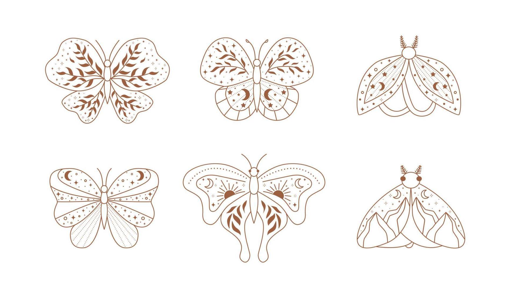 Magical Butterfly with Moon and stars vector