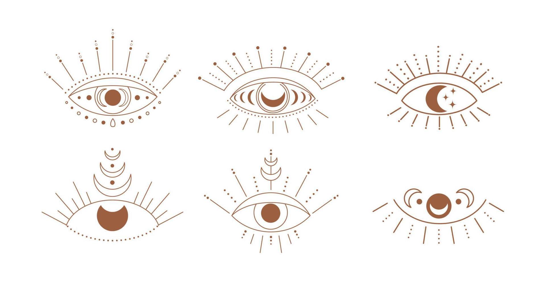 Boho celestial eye. Vector set