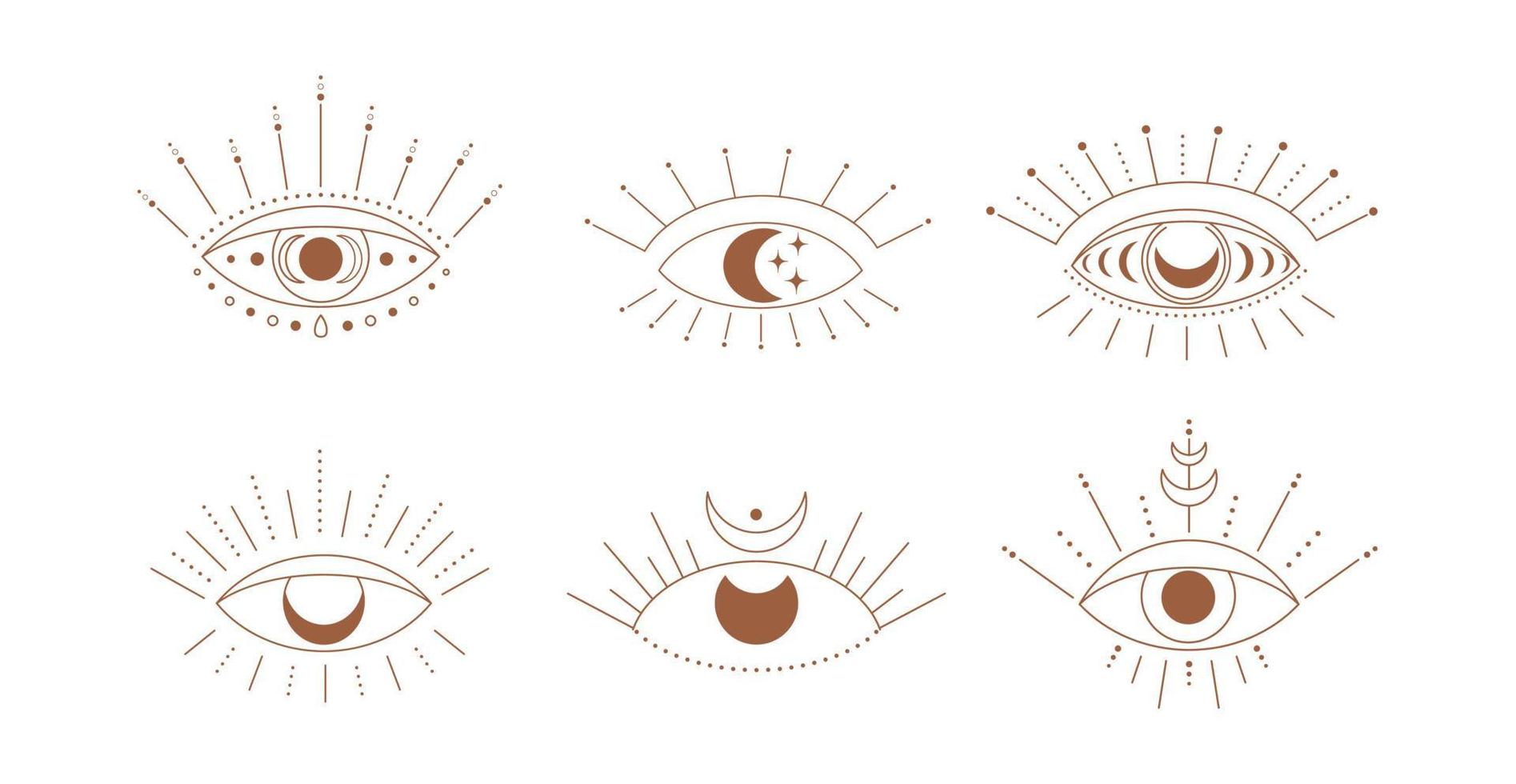 Boho celestial eye. Vector set