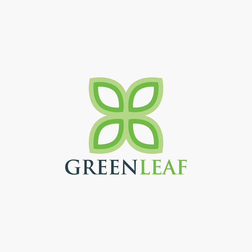 Green Leaf Vector Logo Design Minimal Template