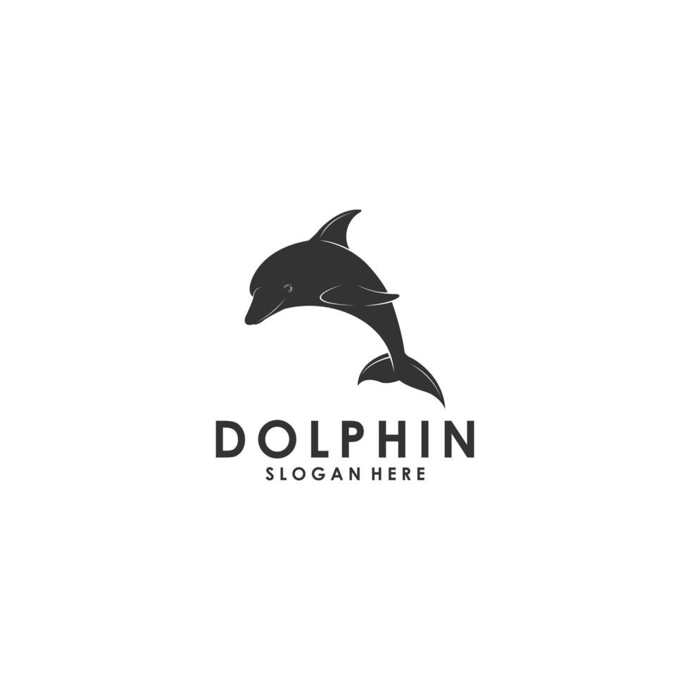 dolphin logo template in white background vector