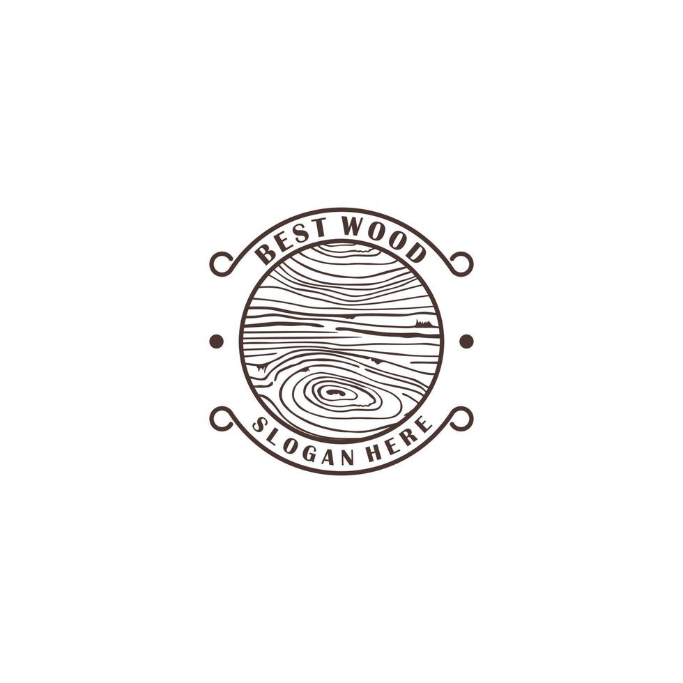 best wood logo with wood grain illustration vector