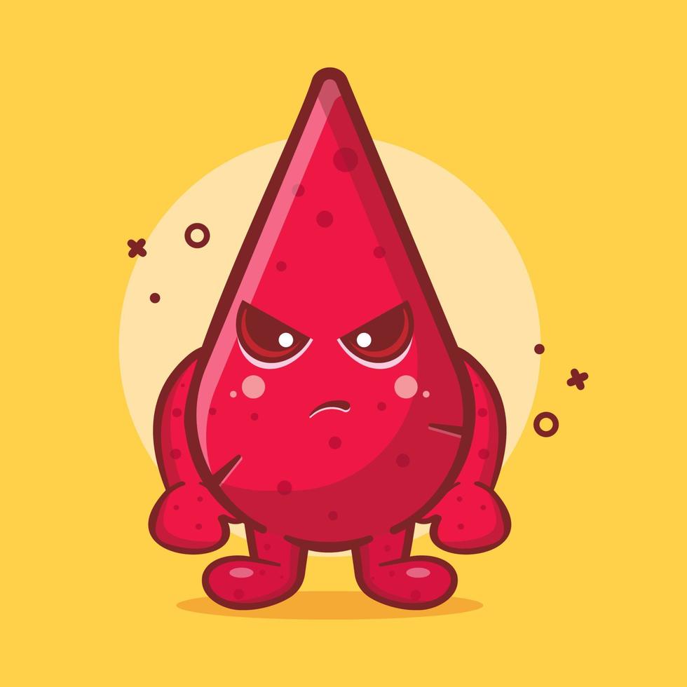 angry blood drop character mascot isolated cartoon in flat style design vector