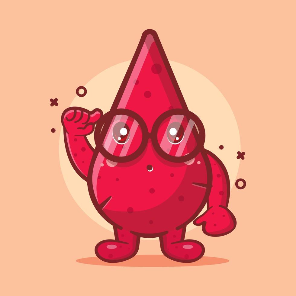 genius blood drop character mascot isolated cartoon in flat style design vector