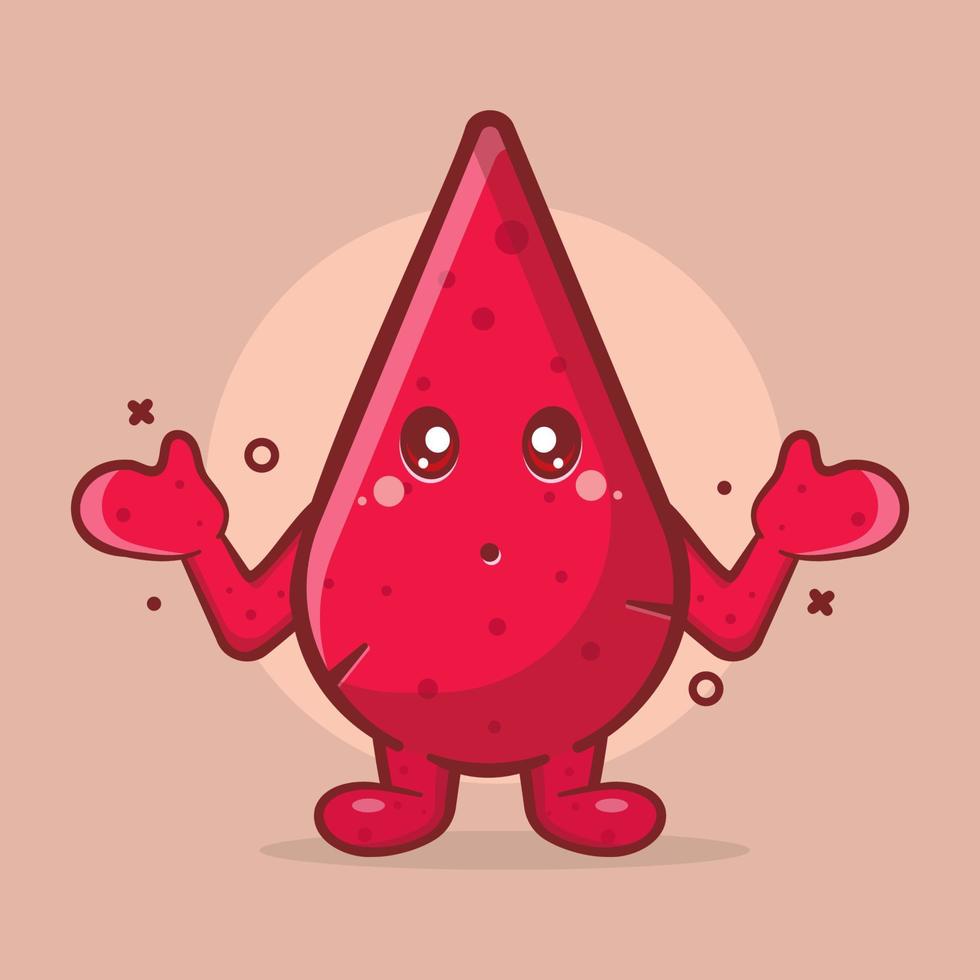 mascota de personaje de gota de sangre kawaii con gesto confuso dibujos animados aislados en diseño de estilo plano vector