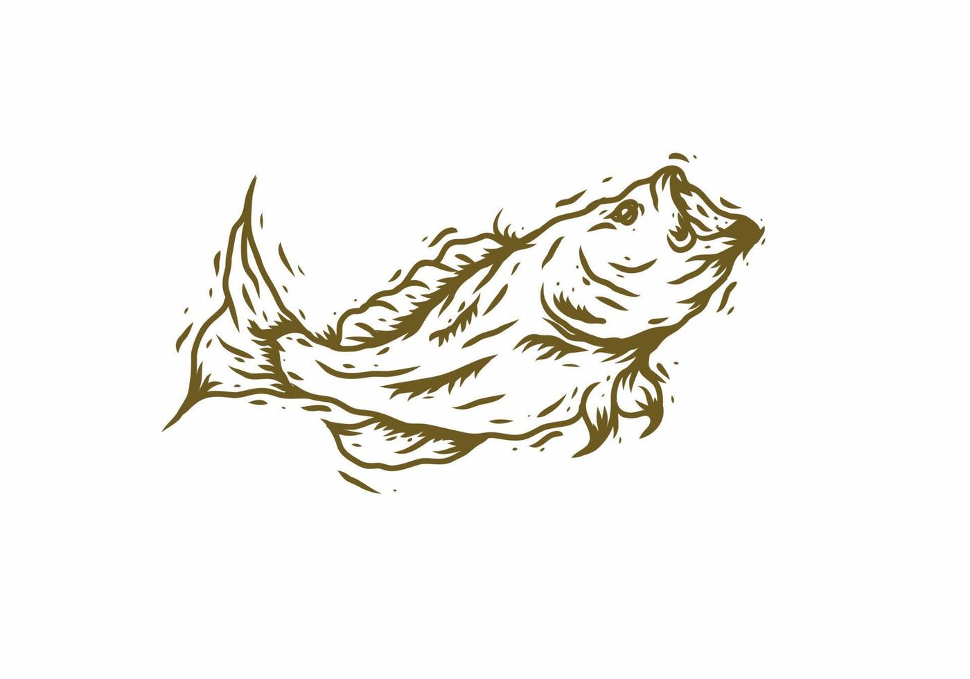 dibujo de ilustración de pez bajo grande vector
