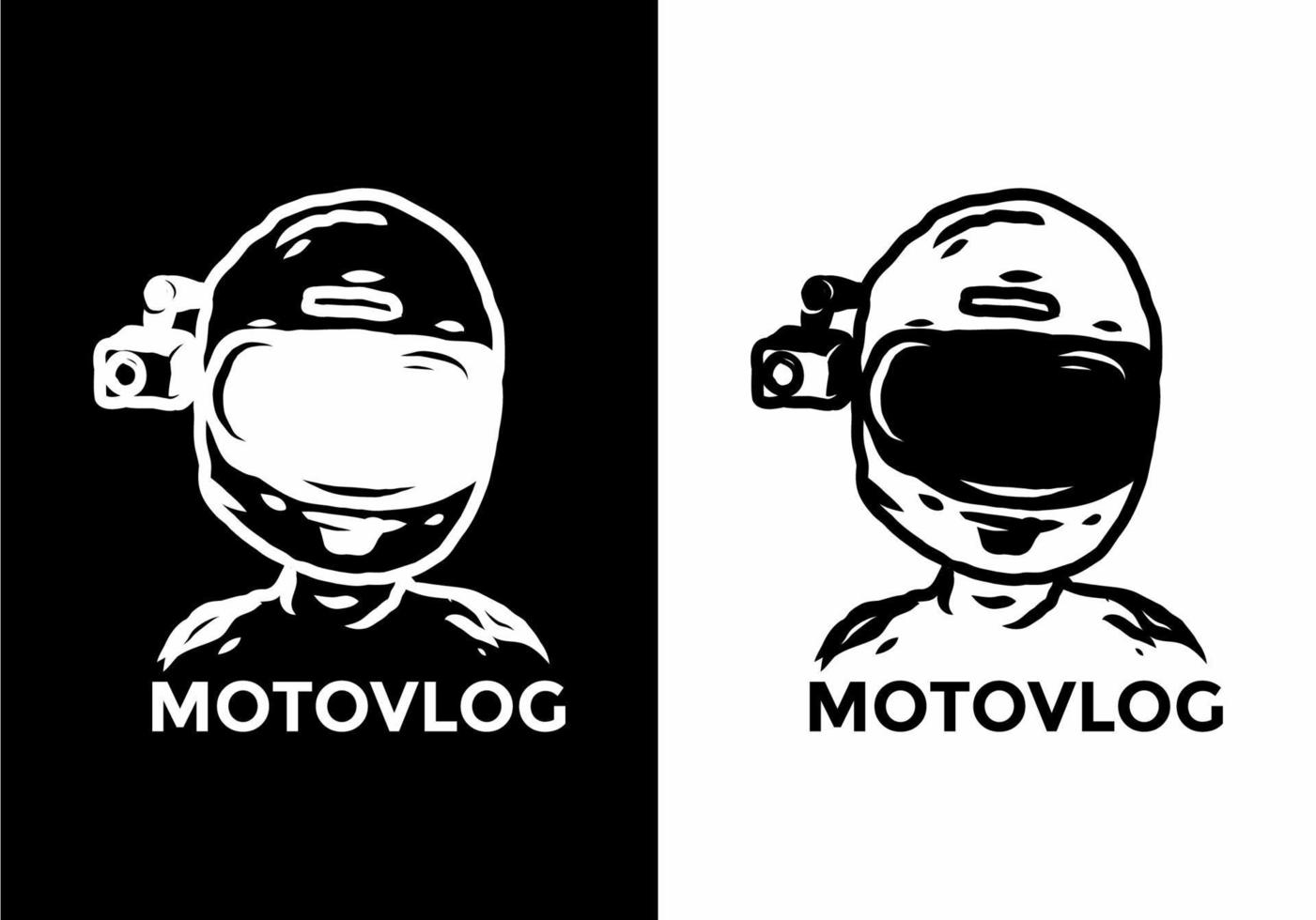 Black and white color of motovlog illustration drawing vector