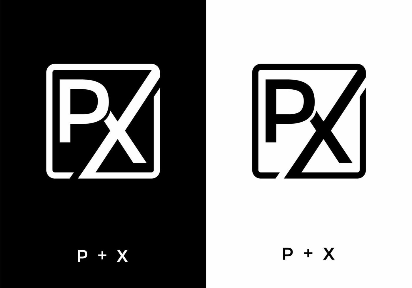 Black and white color of PX initial letter vector