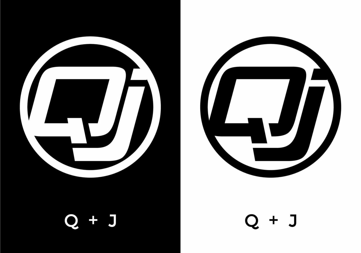 color blanco y negro de la letra inicial qj vector