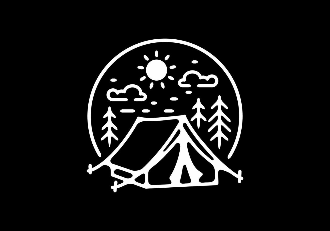 Circle badge of camping tent vector