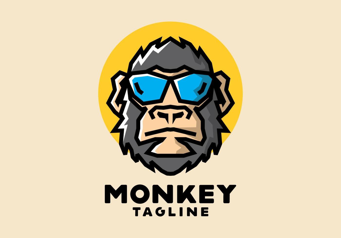 Stiff art style of monkey with sun glass vector
