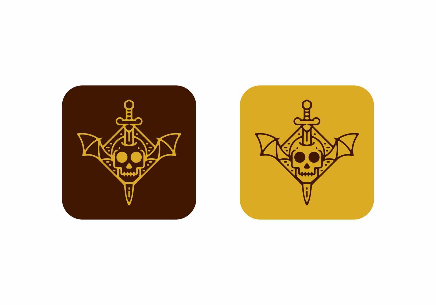 Dark and bright brown color of skull head illustration icon vector