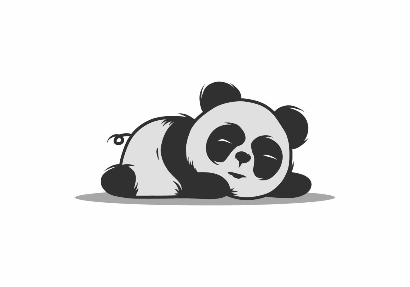 lindo dibujo de ilustración de panda perezoso vector