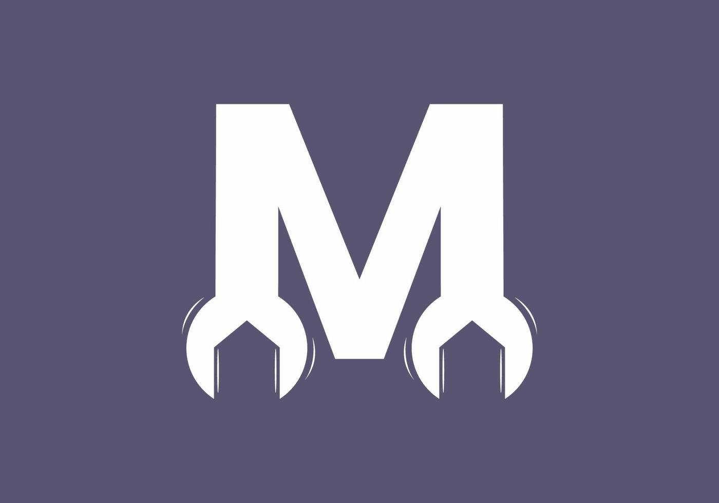 M initial letter with wrench shape vector
