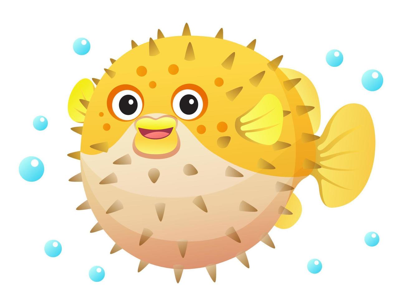 Cute puffer fish cartoon illustration isolated on white background vector