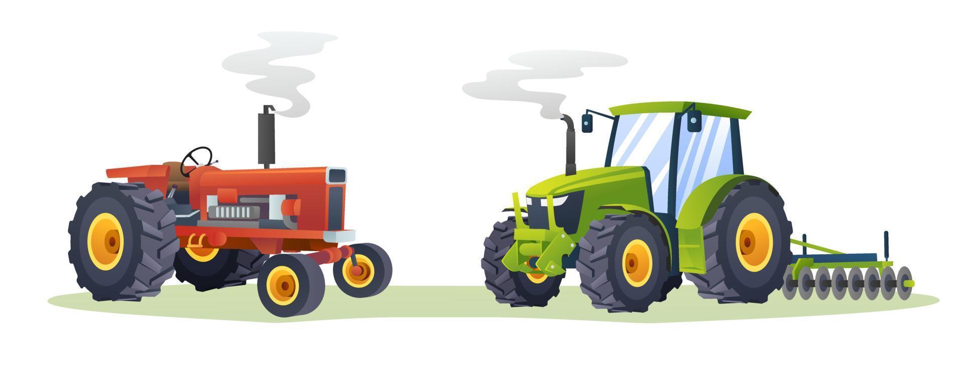 Farm tractors collection isolated illustration vector