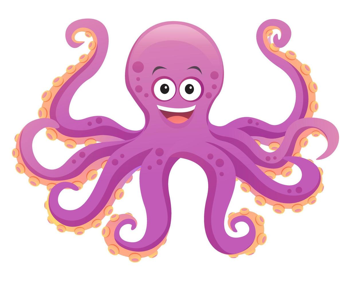 Cute octopus cartoon illustration isolated on white background vector