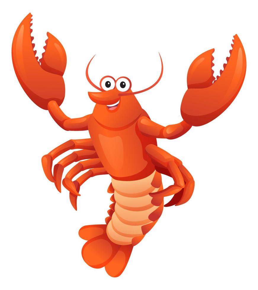 Cute lobster cartoon illustration isolated on white background vector