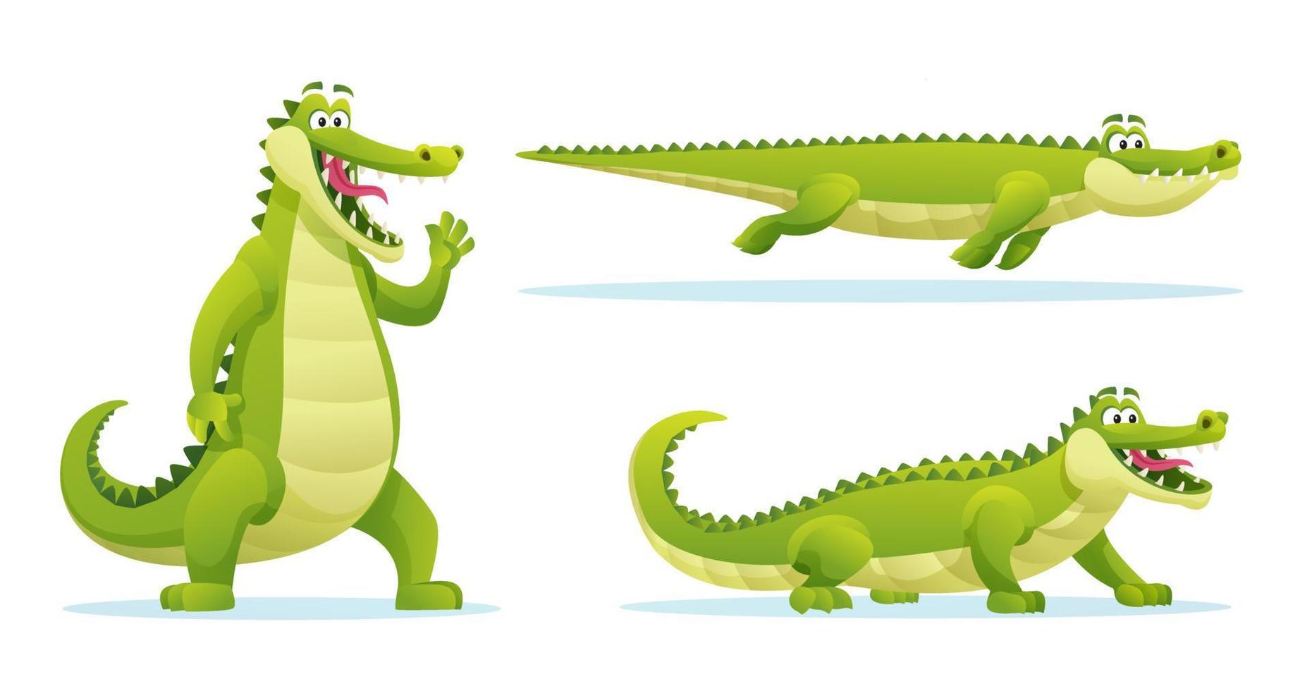 Funny crocodile in various poses cartoon illustration 6607842 Vector Art at  Vecteezy