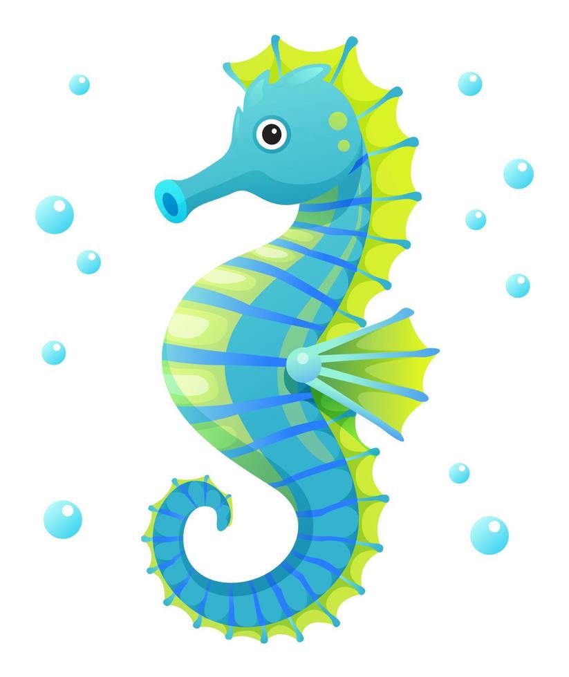 Cute seahorse cartoon illustration isolated on white background vector