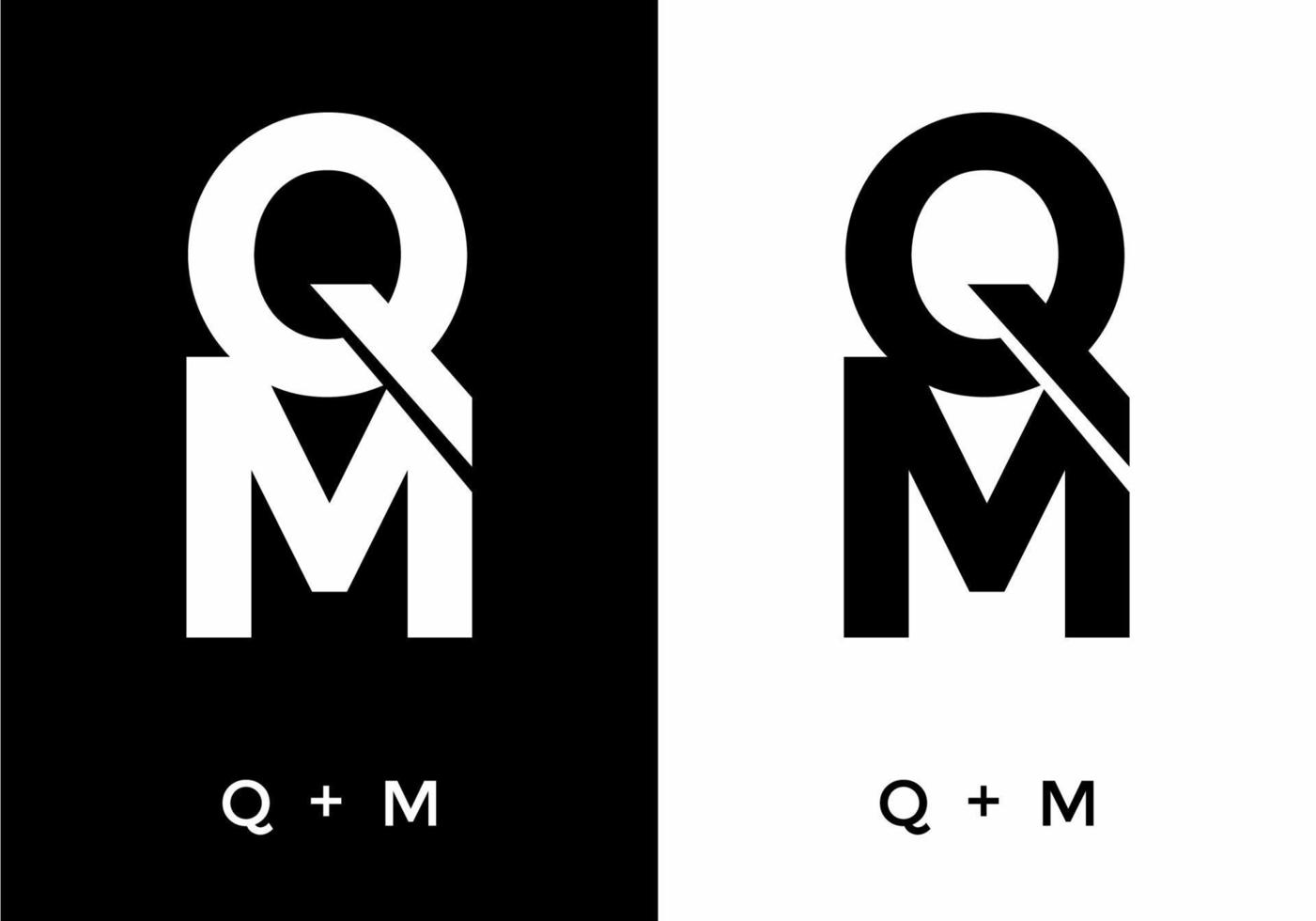 Black and white color of QM initial letter vector