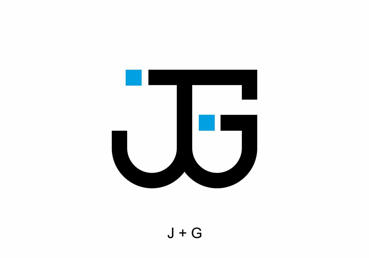 Black and blue color of JG initial letter vector