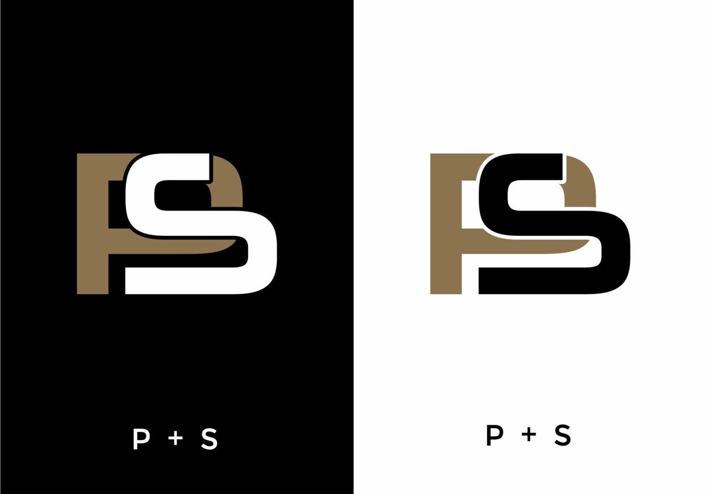 Black and white color of PS initial letter vector