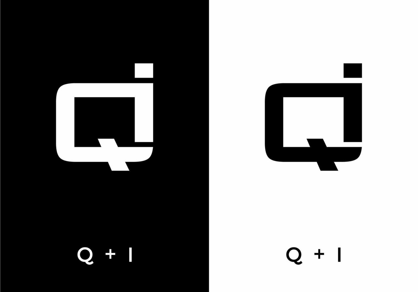 color blanco y negro de la letra inicial qi vector