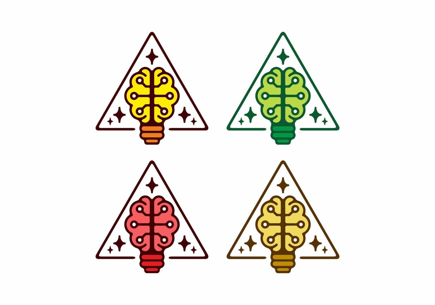 Colorful flat illustration of bulb brain in triangle shape vector